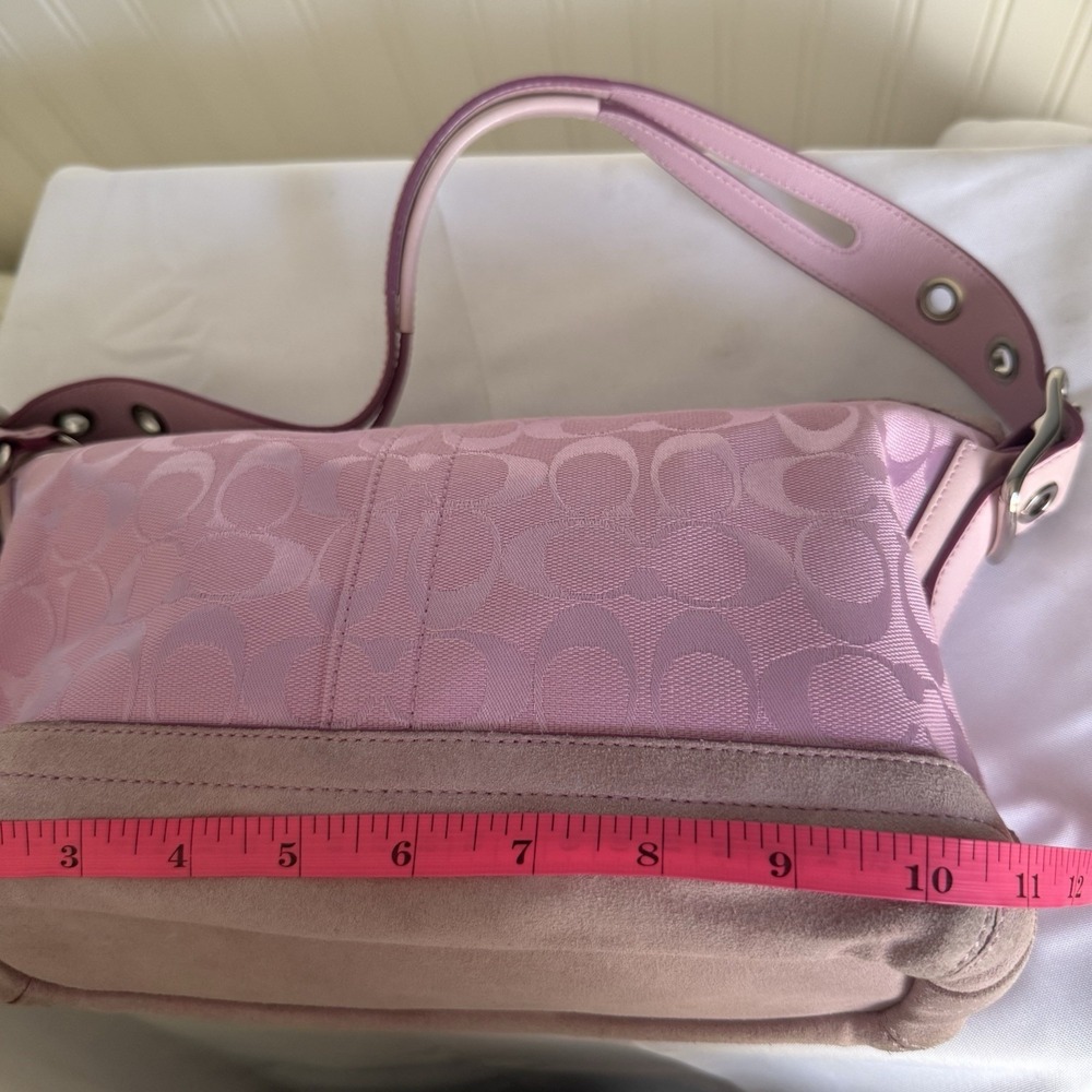Vintage COACH Signature East West Hobo Shoulder Bag Purse Pink Canvas Y2K - Picture 12 of 16